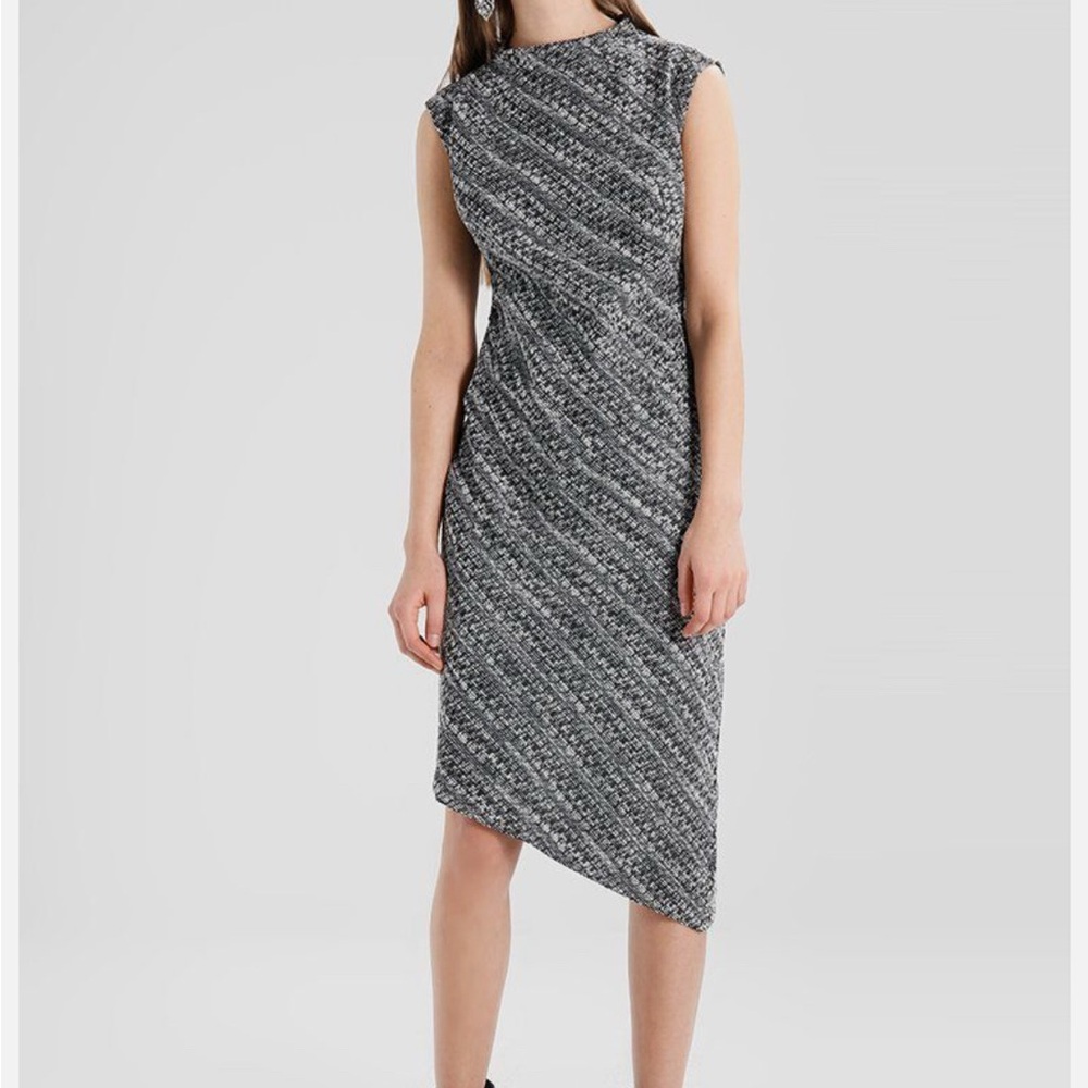 Banana Republic Asymmetrical Mock Neck Tweed Dress